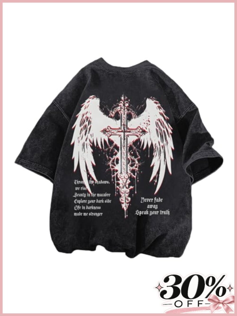 Men's Grunge Goth Graphic Tee Oversized Cotton Acid Wash Y2K Punk T-Shirt